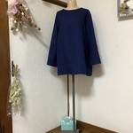 お値下げ　ハーフリネン　ネイビーチュニック💕