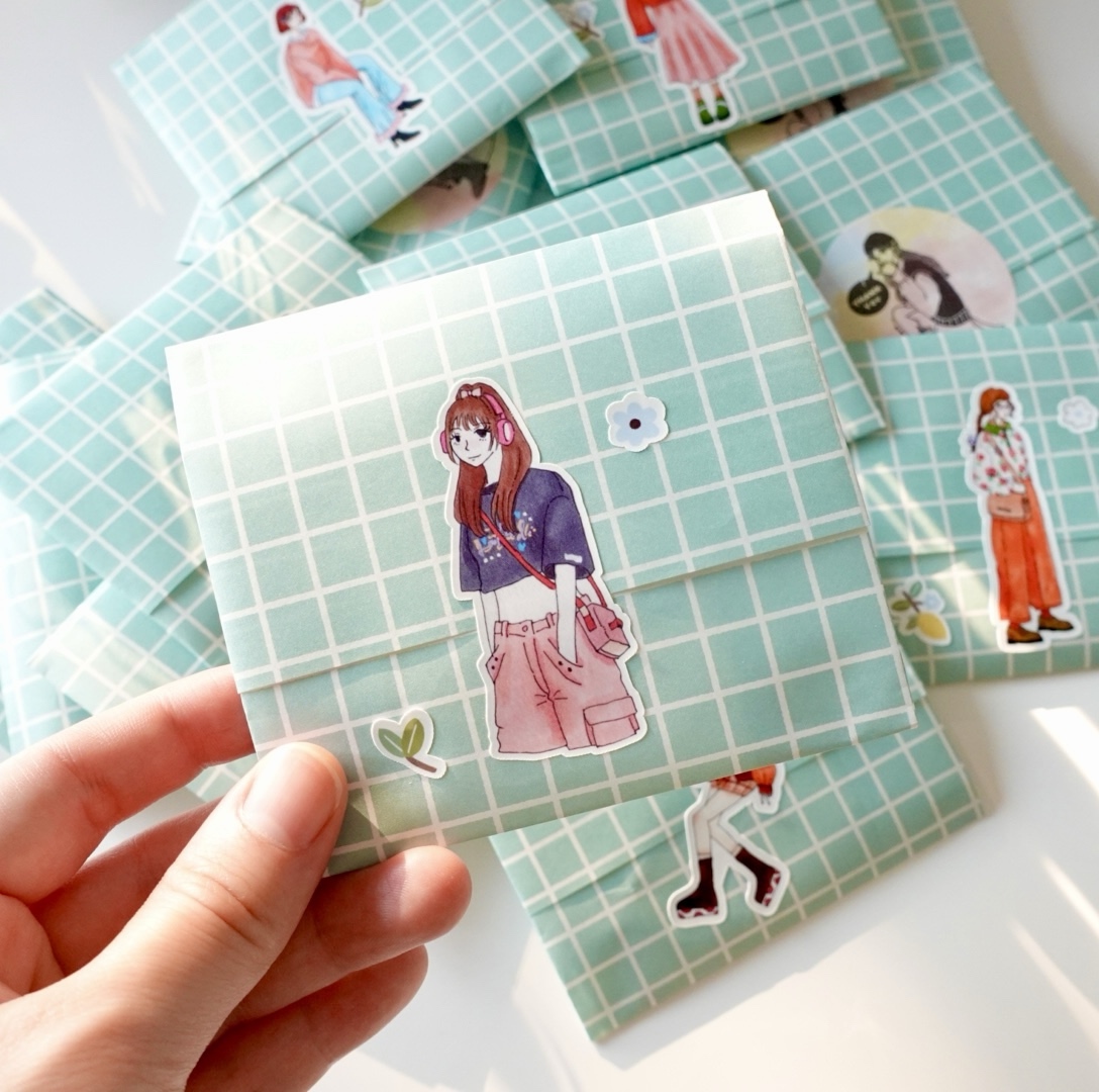 デザインペーパー（ミントグリーン方眼柄）design paper - Asannu Shop