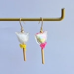  【片耳販売】小さなわたあめピアス イヤリング イヤーカフ ネックレス チャーム　