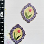 2枚入り　チューリップ　お花シリーズ刺繍アイロンワッペンシールタイプ