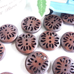 （#1374）15mm　レトロ　ウッド　ボタン　15個