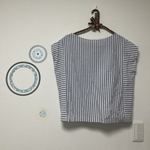 ツートンプルオーバー　コットンリネン　ダンガリーストライプ　ネイビー