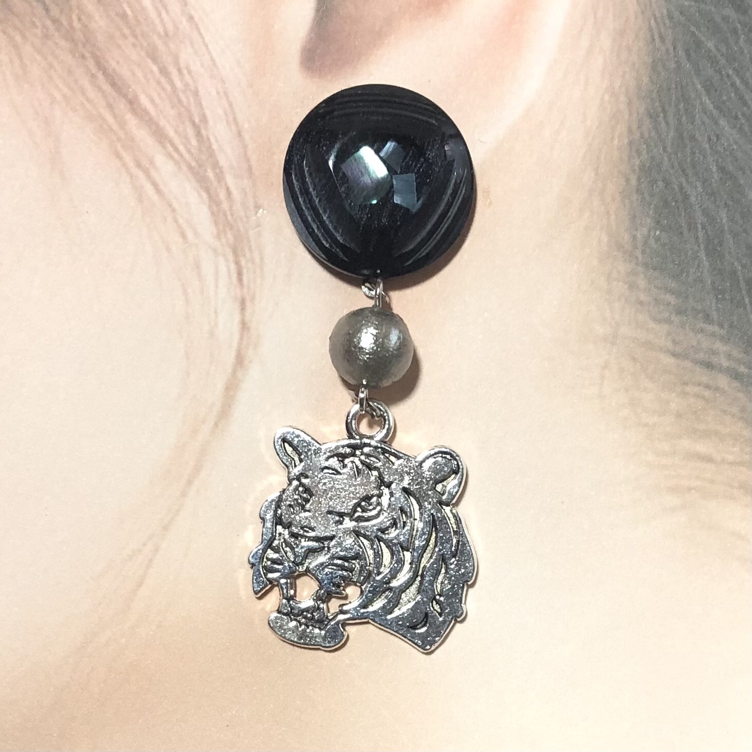 2点 トラピアス シルバー925 虎 タイガー スれ スタッドピアス 