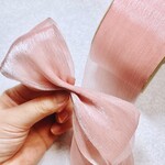 〈長3M／幅60mm 〉リボン　オーガンジー　ボイル　ラメ糸　ピーチピンク