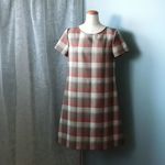 セール＞サマーウール茶系チェック・シンプルワンピース　11号92