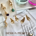  【2pcs】ハンドピアス　18kgpゴールド