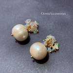 淡水パールとオパールのピアス