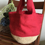 【再販】 麻ひも×リネン コンビトートバッグ(小) レッド