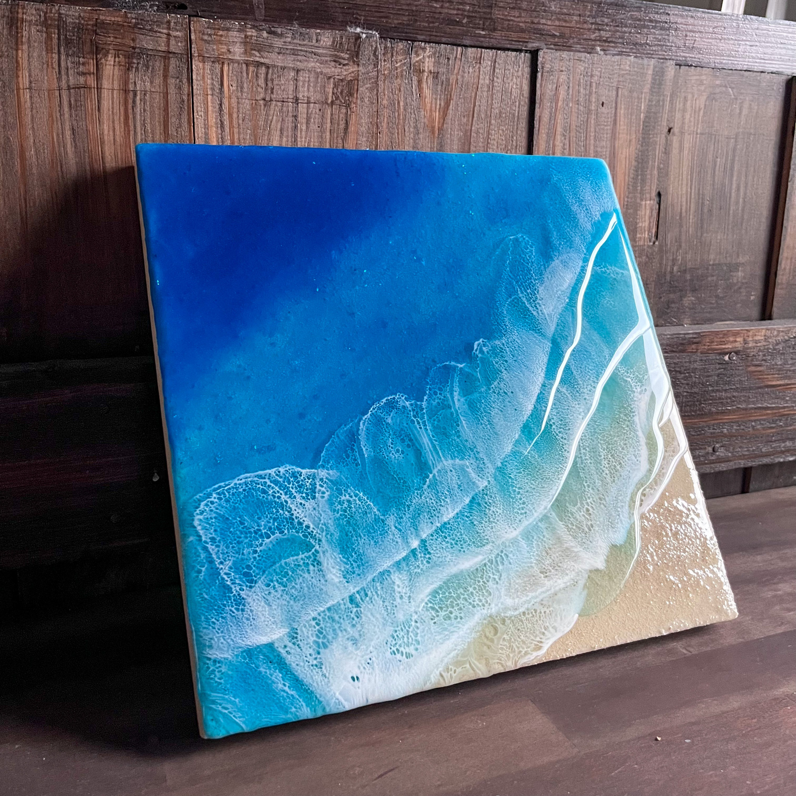 ☆光輝くオーシャンレジンアートパネル☆ M ☆海に行きたくなるかも