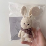 キーホルダー新登場🐇ゆるかわうさぎさんぞうさん編みぐるみガラガラ 出産祝い