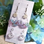 シャボン玉とお花のピアス