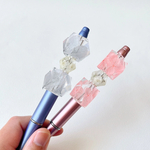 紫陽花とかすみ草のビーズボールペン