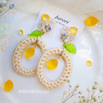 夏色レモン×ラタン　ピアス/イヤリング