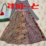 976 スカート　犬　手ぬぐい　手拭い　リメイク　ハンドメイド　古布　着物リメイク　手拭いリメイク　古布リメイク