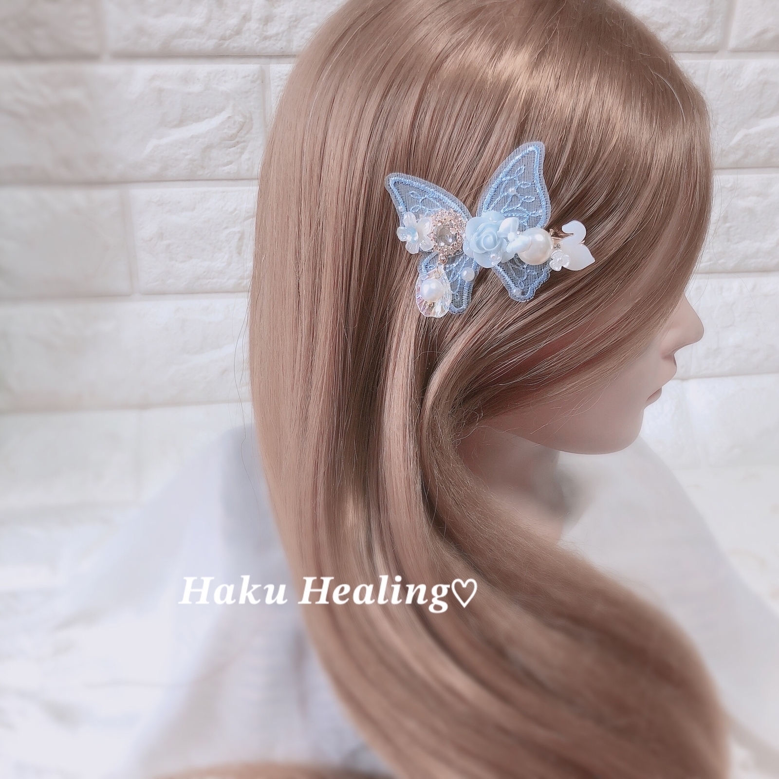 Butterfly🦋🩵 レジン ヘアクリップ ドライフラワー 浴衣 夏