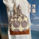 浴衣にも似合う 巾着バッグ 長財布 お弁当 紫陽花×カゴ柄