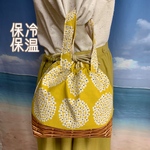 持ち手付き　洗える　保冷保温　お弁当バック　巾着バック　お弁当袋　ランチバック　保冷バック　紫陽花　カゴ柄