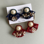 インド刺繍 リボン× ビーズ刺繍 ピアス イヤリング