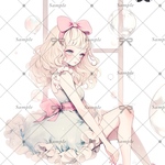 【D144】teatea.オリジナル 人物ステッカー 窓際の少女