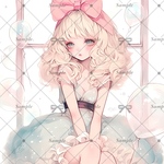   【D146】teatea.オリジナル 人物ステッカー 窓際の少女