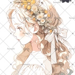 【D335】teatea.オリジナル 人物ステッカー 向日葵娘