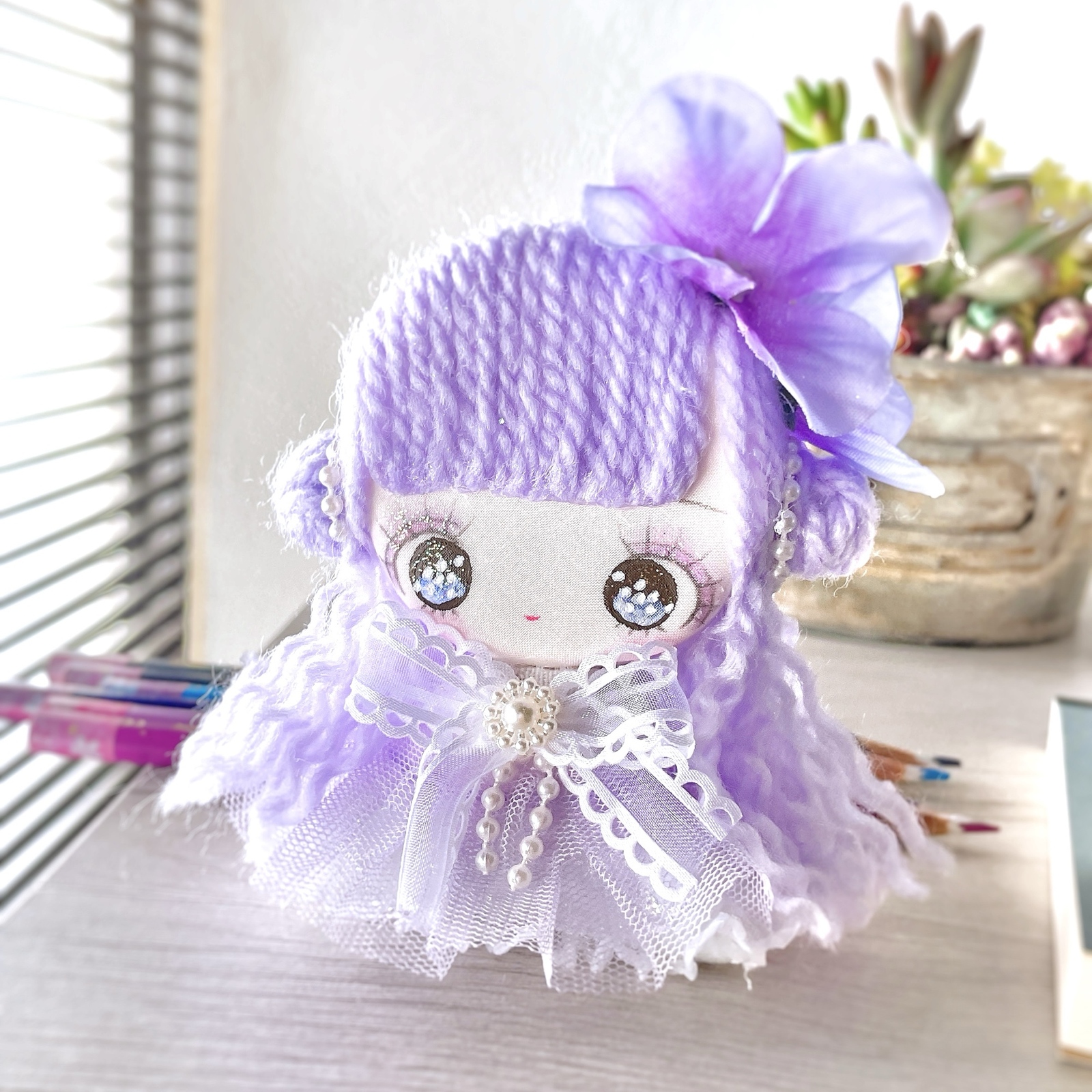 グリーンアイのもえちゃん　ドールチャーム　バックチャーム　ハンドメイド グリーンアイのもえちゃん ドールチャーム バックチャーム