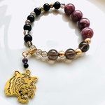 天然石 *Spirit of the Kansai* 🐅 レピドライト ブラックアイスオブシディアン オニキス タイガー 虎 ブレスレット