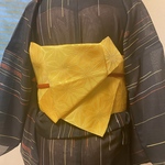 簡単に結べる　細帯の変わり結び『矢の字結び』『貝の口結び』イエロー/黄色◆浴衣帯　半幅帯　