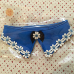 お花のレースの襟首輪       ブルー
