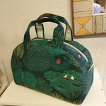 森の動物柄ボストンバッグ＠緑×イエロー