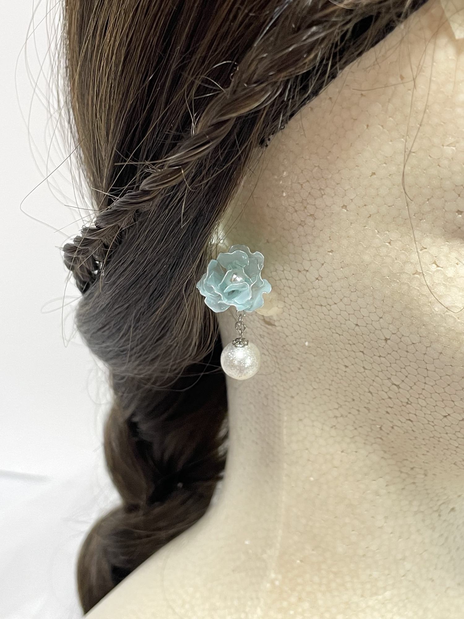 薔薇のピアス ～ディップアート～ アメリカンフラワー バラの