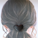 ★再販-大人の黒いハート形ヘアゴム（黒檀）横幅5.0cm