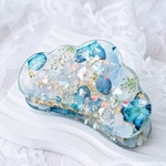 《Shell×Blue》シェルと青いお花のレジンバンスクリップ【受注制作】