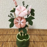 ちりめん細工:朝顔の飾り(ピンク系)