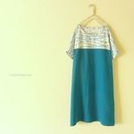 バイカラーのポンチョ。キャンディネックレス。USAコットン×ダブルガーゼ。【М】