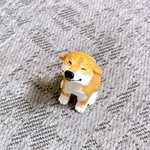 柴犬　ミニチュア　犬　ヒコーキ耳　フィギュア　置物　オブジェ　粘土