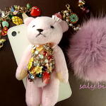 saly☆2wayクマさんのバッグチャーム&イヤホンジャック★勝手にコラボ白くまアイス