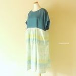  タックワンピース。リネン×USAコットン。パンダ。【М】