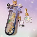 パンダさん×オイル入りのクリアグラデーション試験管&きらきらパンダの星瓶&モノクロパンダカラーのくまちゃん　キーホルダー　ハンドメイドレジンシャカシャカキーホルダー　シェイカー　オイルキーホルダー