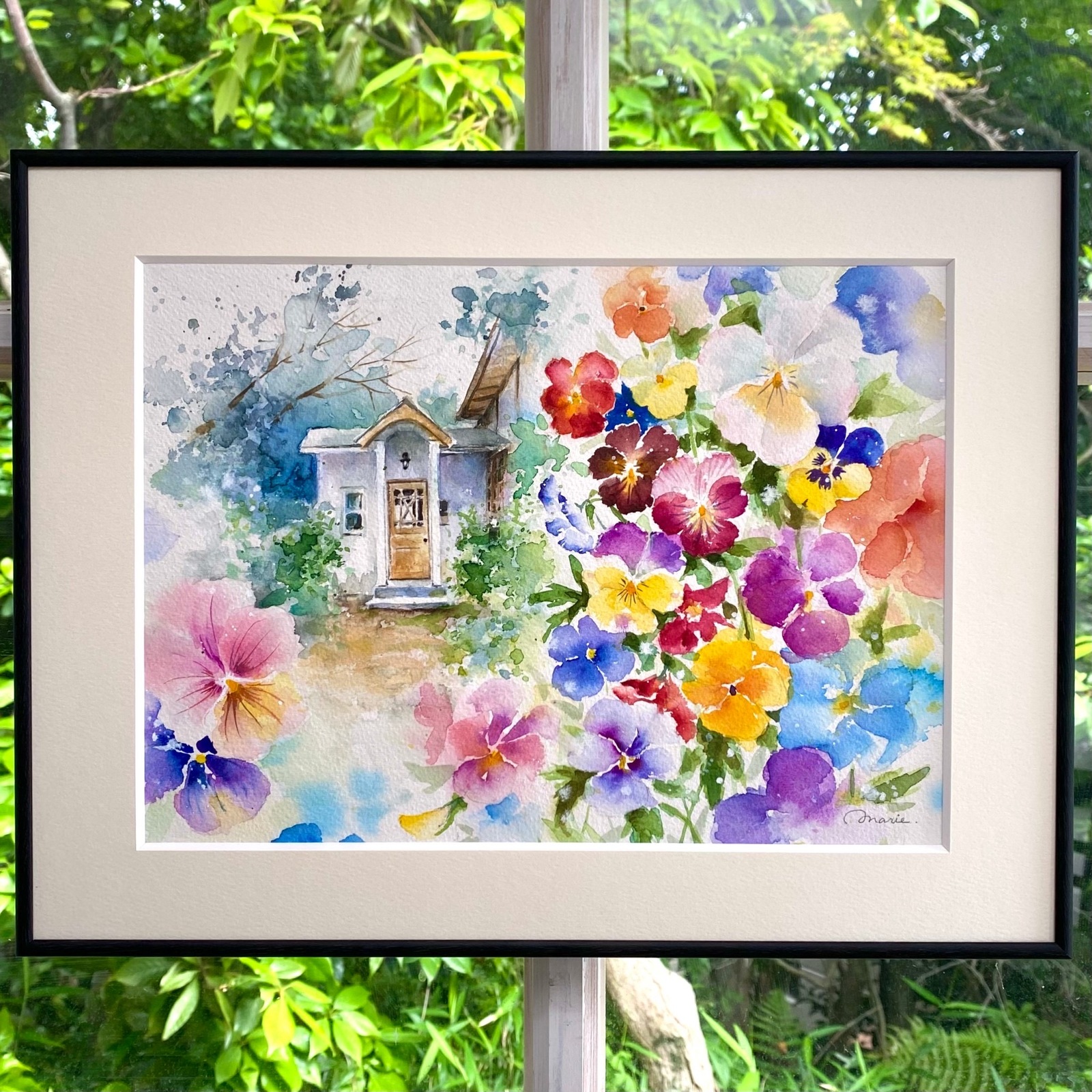 水彩画 花 2025年 水彩画 花 2025年 花の水彩画 2025年額装済み