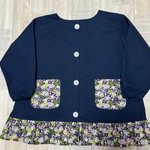 80〜150size リバティF ラセンビィコットン 前ボタン 長袖スモック フリル WESTBOURNE POSY