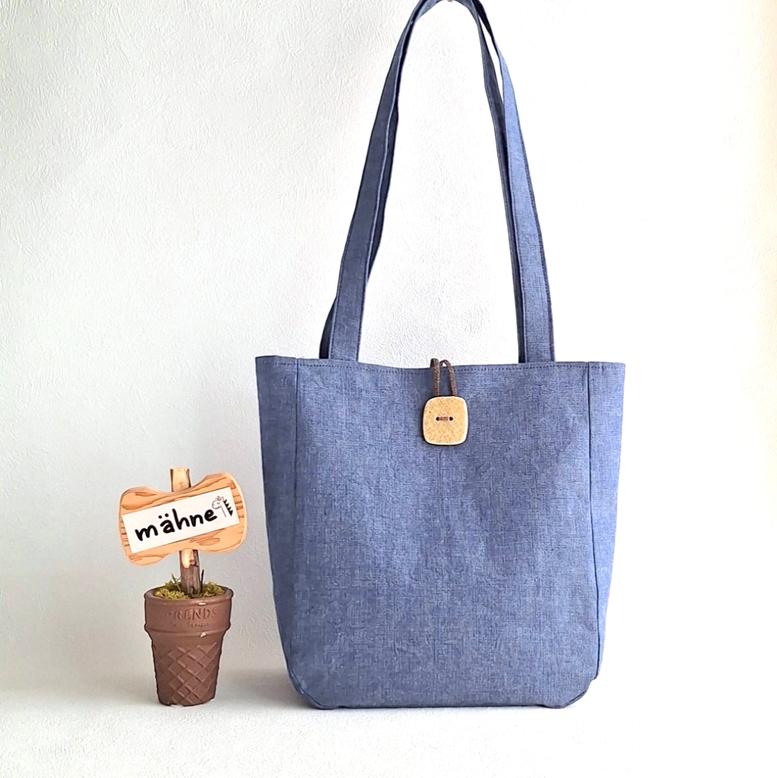 手刺繍入ちっちゃなぺたんこトートバック【こでまりリース】