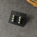 再販◆受注生産◆水引あわじ玉×パール３連◆ピアス/イヤリング◆ゴールド