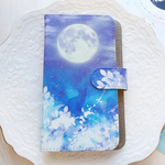 【送料無料】iPhone手帳型ケース【月と猫】