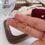 ★CICI★ ステンレス スマイル　ニコちゃん　笑顔　スタッドピアス　K18 　ゴールド　金属アレルギー対応