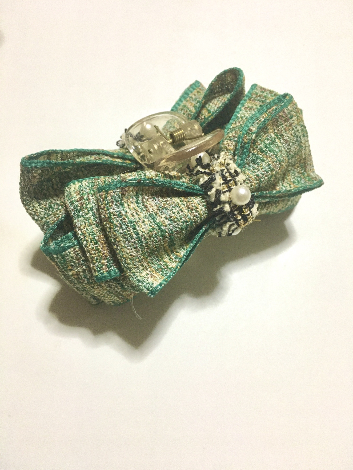 メロウグリーンのリボンバレッタ メロウグリーンのリボンバレッタ リボン 緑 - バレッタ・ヘアクリップ