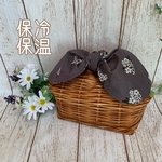 花カゴみたいな　リボン　お弁当バック　お弁当袋　保冷保温　洗える　リアルなカゴ柄×ベーシックブーケ　廃盤生地