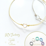 再販2♡ オープンハート♡とカラフルコードのアンクレット ゴールド/シルバー  /コーラルピンク レモン  /クリスマスギフト