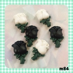【m84】バラ 薔薇 お花 モノトーン くすみカラー デコパーツ プラパーツ カボション 貼り付けパーツ