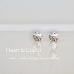 付けっぱなしOK！ダイヤ1粒ピアス イヤリング サージカルステンレス18k仕上げ 14kgf キュービックジルコニア